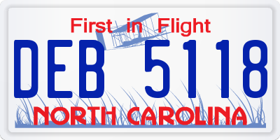NC license plate DEB5118