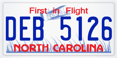 NC license plate DEB5126