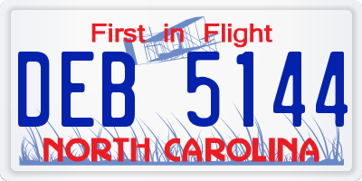 NC license plate DEB5144