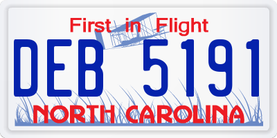 NC license plate DEB5191
