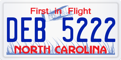 NC license plate DEB5222