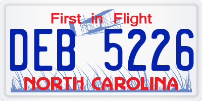 NC license plate DEB5226