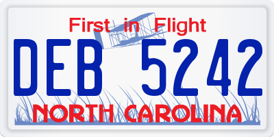 NC license plate DEB5242