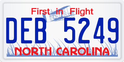 NC license plate DEB5249