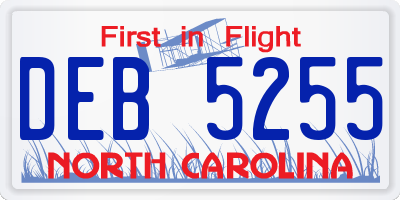 NC license plate DEB5255