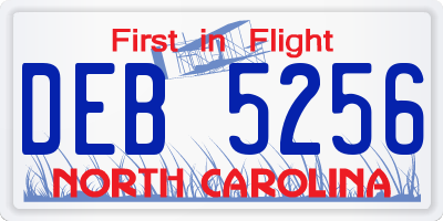 NC license plate DEB5256