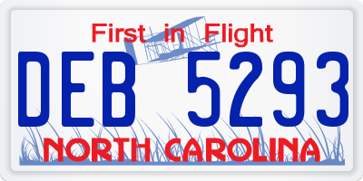 NC license plate DEB5293