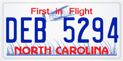 NC license plate DEB5294