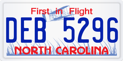 NC license plate DEB5296