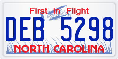 NC license plate DEB5298