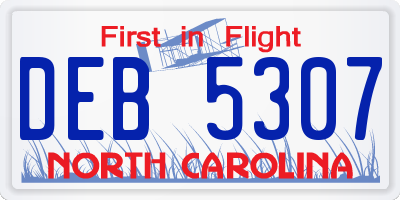 NC license plate DEB5307