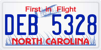 NC license plate DEB5328