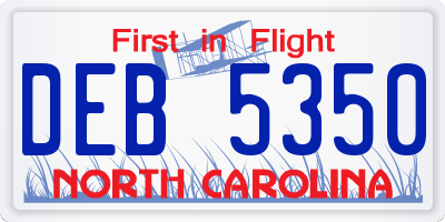 NC license plate DEB5350