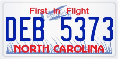 NC license plate DEB5373