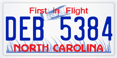 NC license plate DEB5384