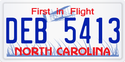 NC license plate DEB5413