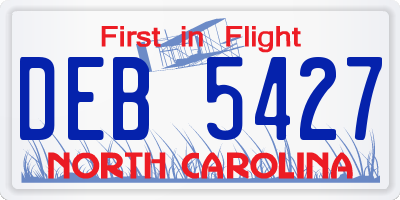 NC license plate DEB5427