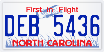 NC license plate DEB5436