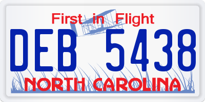 NC license plate DEB5438