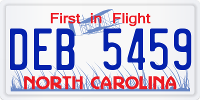 NC license plate DEB5459