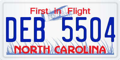 NC license plate DEB5504