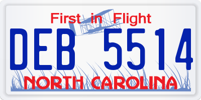 NC license plate DEB5514