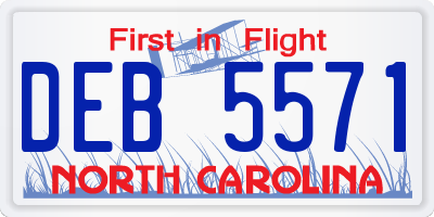 NC license plate DEB5571