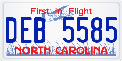 NC license plate DEB5585