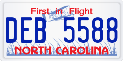 NC license plate DEB5588