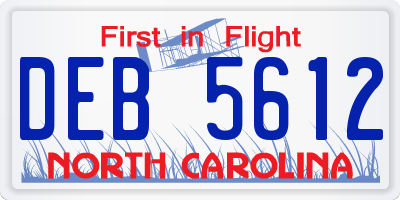 NC license plate DEB5612