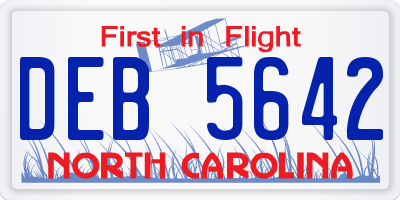 NC license plate DEB5642