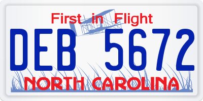 NC license plate DEB5672
