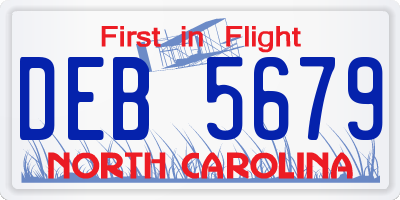 NC license plate DEB5679