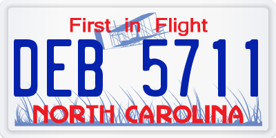 NC license plate DEB5711