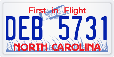NC license plate DEB5731