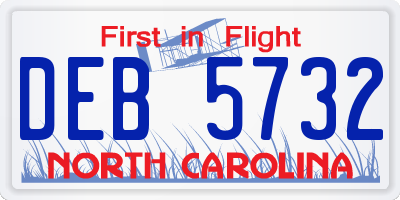 NC license plate DEB5732