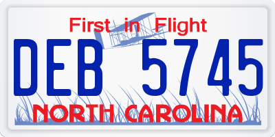 NC license plate DEB5745