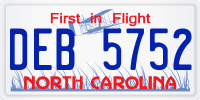NC license plate DEB5752