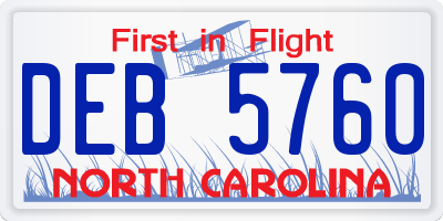 NC license plate DEB5760