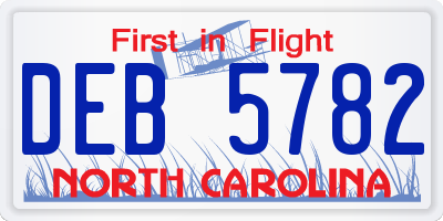 NC license plate DEB5782
