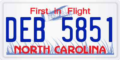 NC license plate DEB5851
