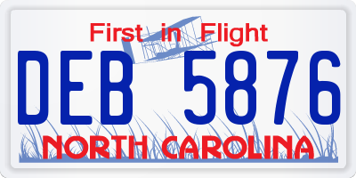 NC license plate DEB5876