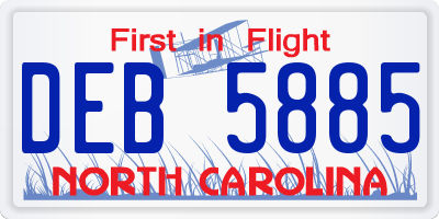 NC license plate DEB5885