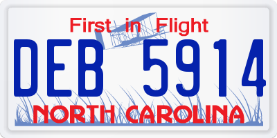NC license plate DEB5914