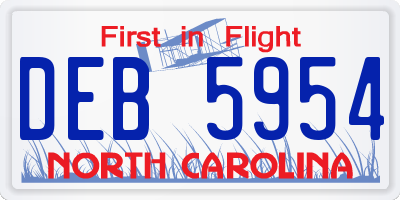 NC license plate DEB5954