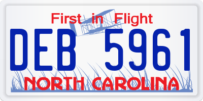 NC license plate DEB5961