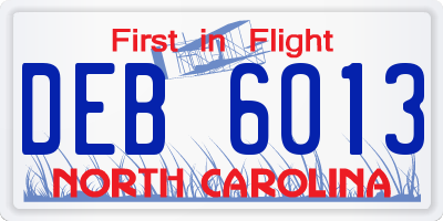 NC license plate DEB6013