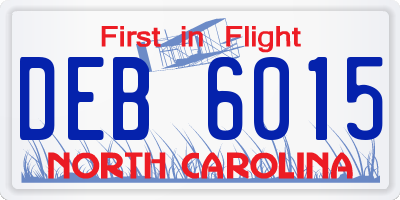 NC license plate DEB6015