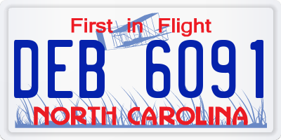 NC license plate DEB6091