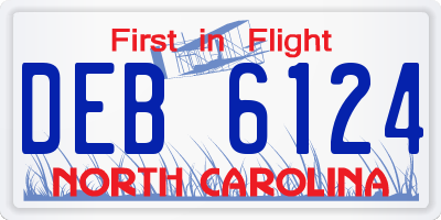 NC license plate DEB6124